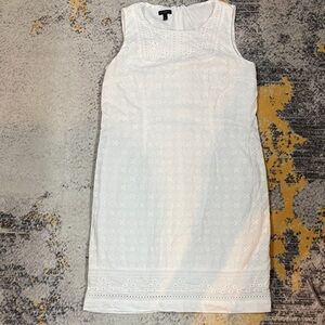 Talbots White Sleeveless Eyelet Shift Dress